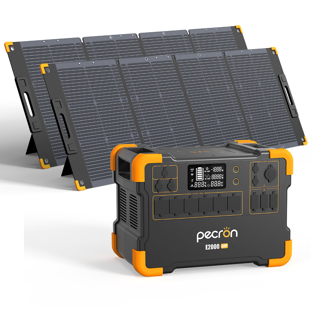 PECRON E2000LFP ポータブル電源＋2枚 200W ソーラーパネル(セット)